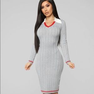 FashionNova Gray/Red Sweater Dress Size:  XL